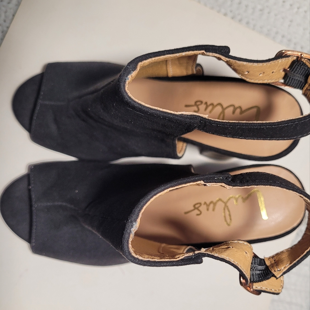 Lulus Black Peep-Toe Block Heel Shoes - Picture 2 of 9